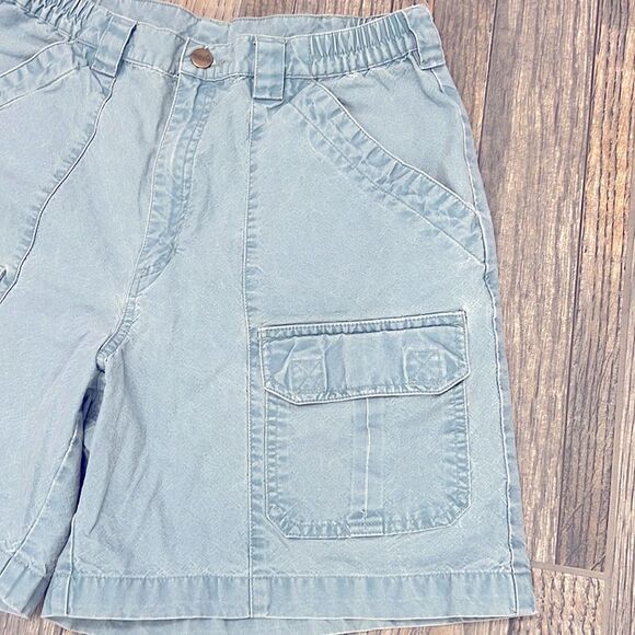 ☀️ Vintage L.L.Bean Women Cargo Shorts Tropic Weight Aqua Blue Acid Wash Sz 10 - Picture 3 of 7